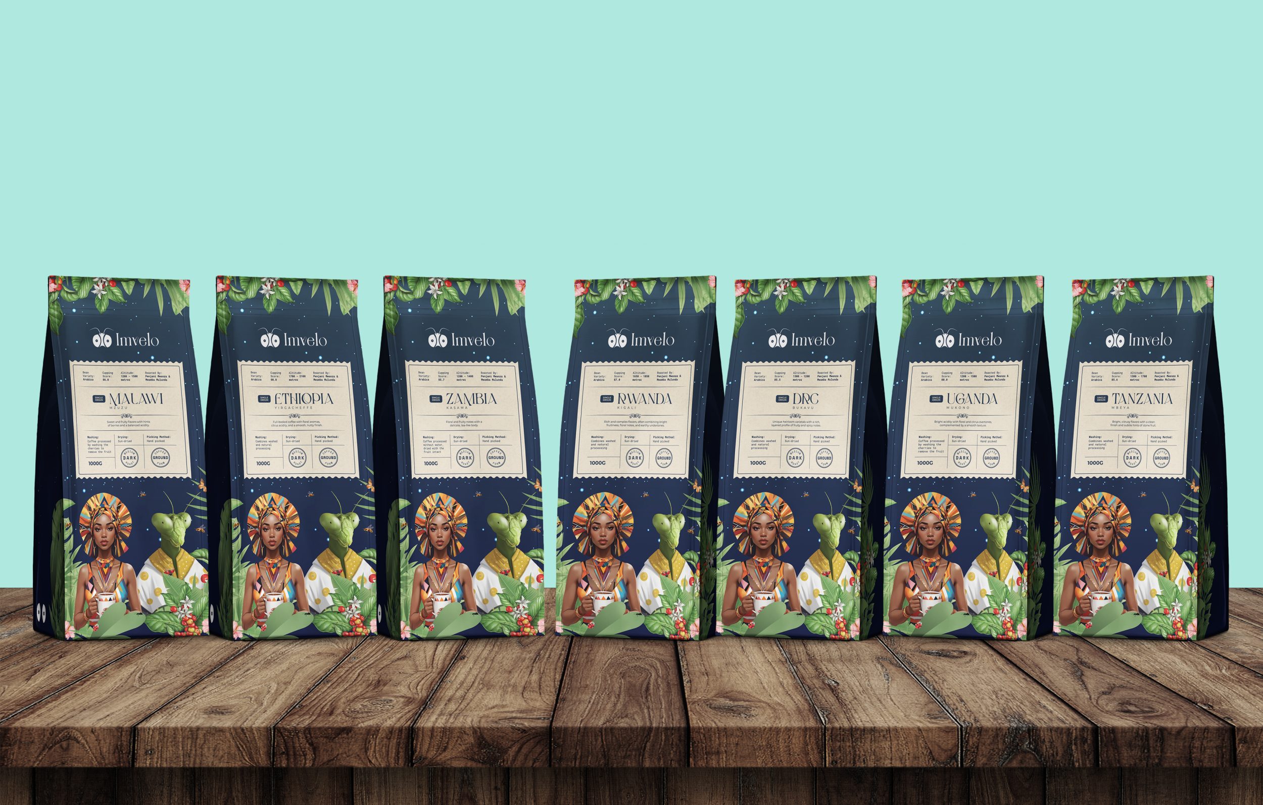 Imvelo Coffee Bags Mockup - FULL LINEUP