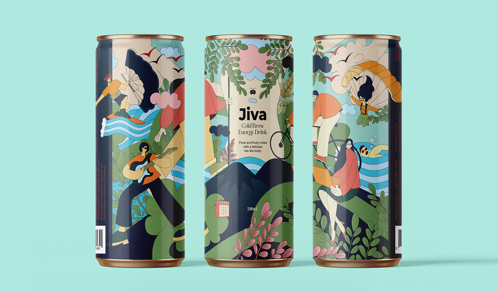 Jiva Cold Brew Energy Drink Can Packaging